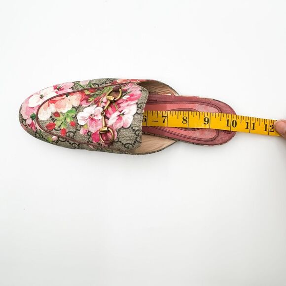 Gucci Princetown Pink Bloom Supreme GG Horsebit Mules Slippers Canvas Loafers - Picture 12 of 12